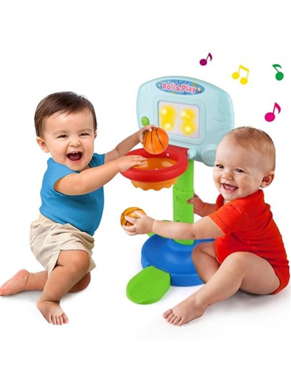 Toddler Basketball Hoop for Kids, 2 in 1 Adjustable Baby Sports Toys, with Light